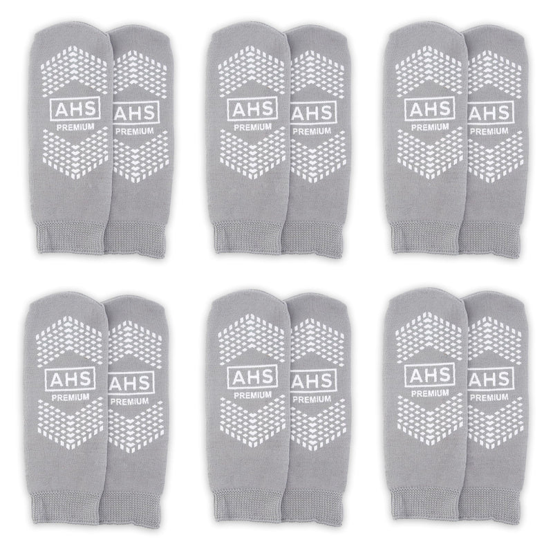 [Australia - AusPower] - Non-Slip Grip Socks – 6 Pairs | Hospital Socks for Men & Women | Anti-Skid for Adults Gray 4X-Large 