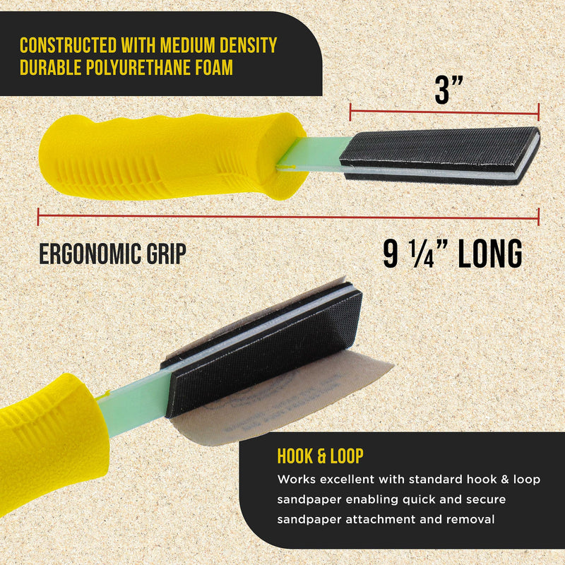 [Australia - AusPower] - Dura-Gold Sanding Stick Kit with Ergo Handle Yellow Flat with 40 sheet Sandpaper Starter Kit 