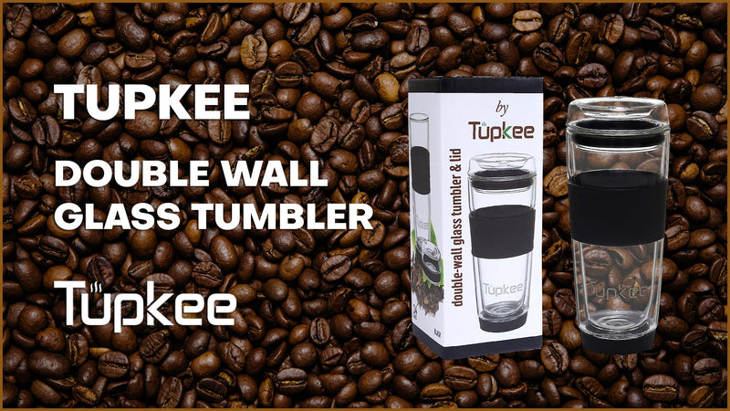 Double Wall Glass Tumbler, 14-Ounce Glass Travel Coffee Mug - 2 Pack Jacaranda