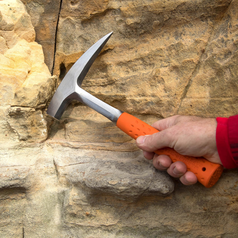 ESTWING Rock Pick - 22 oz USA Made Geology Hammer with Pointed Tip & Hi-Vis Orange Shock Reduction Grip - EO-22P