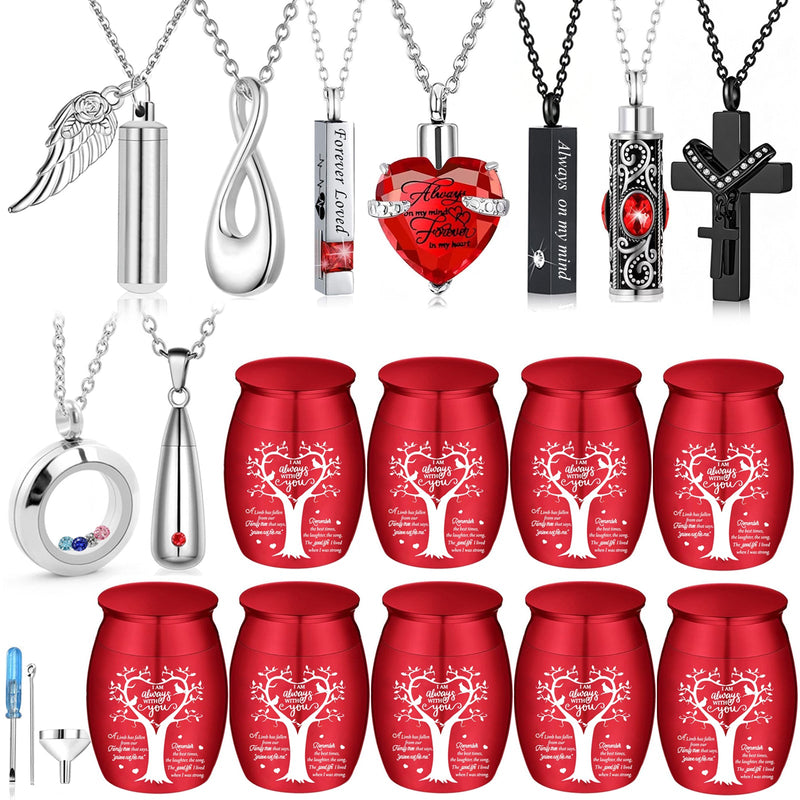 16 Set Cremation Jewelry Urn Necklaces for Ashes Small Urn Stainless Steel Keepsake Urns Memorial Locket Sharing Mini Ash Holders Waterproof for Human Adult Female Male Loved One (16Pcs-Blue) 16pcs-blue