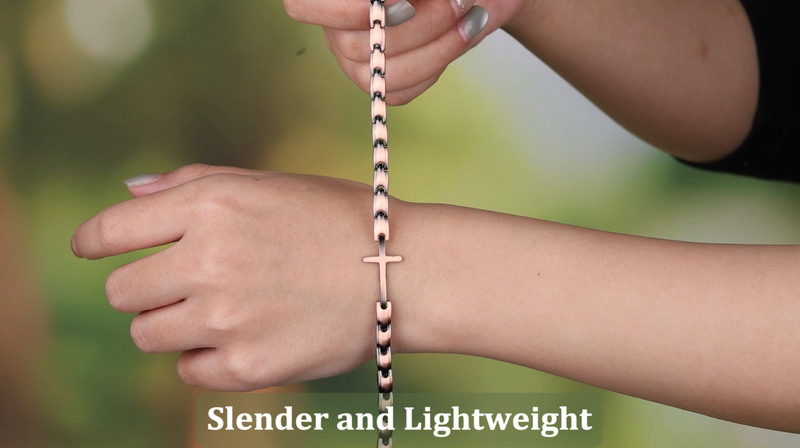 MagEnergy Copper Magnetic Bracelet for Women-3500 Gs-Christian Cross Copper - Cross