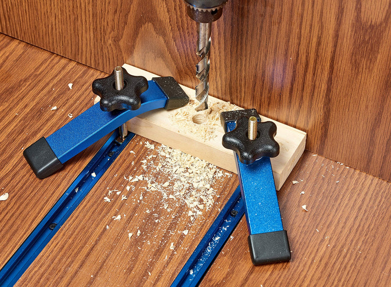 [Australia - AusPower] - Aluminum T-track Hold Down Clamps,6-3/8"L x 1-1/4"Width-Woodworking and Clamps - High Strength Aluminum Alloy 6063 - Fine Sandblast Anodized - Blue Color (T-track Hold Down Clamps 2pk) T-track Hold Down Clamps 2pk 