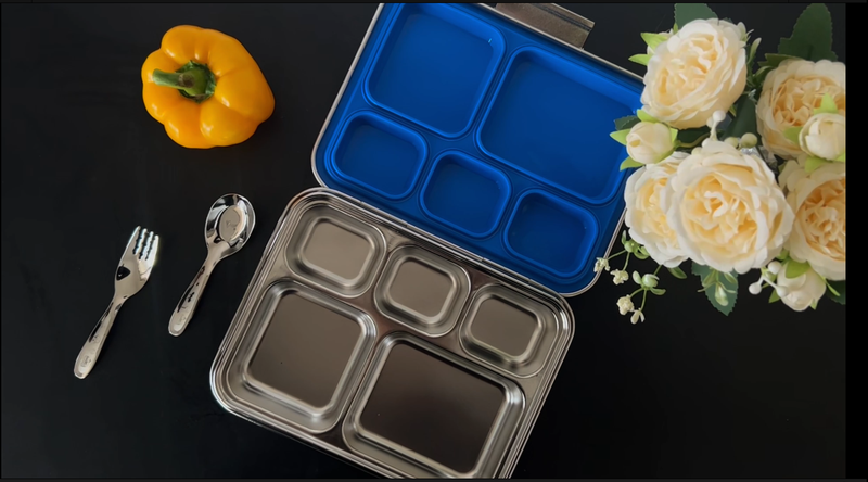 Stainless Steel Bento Lunch Box： 7+Older Kids，Teens and Adults, Leak-Proof, BPA-Free, 5 Compartments, Eco-Friendly, Durable Lunch Box for School, Office, Fitness, Travel, and Meal Prep–（Pink) Pink