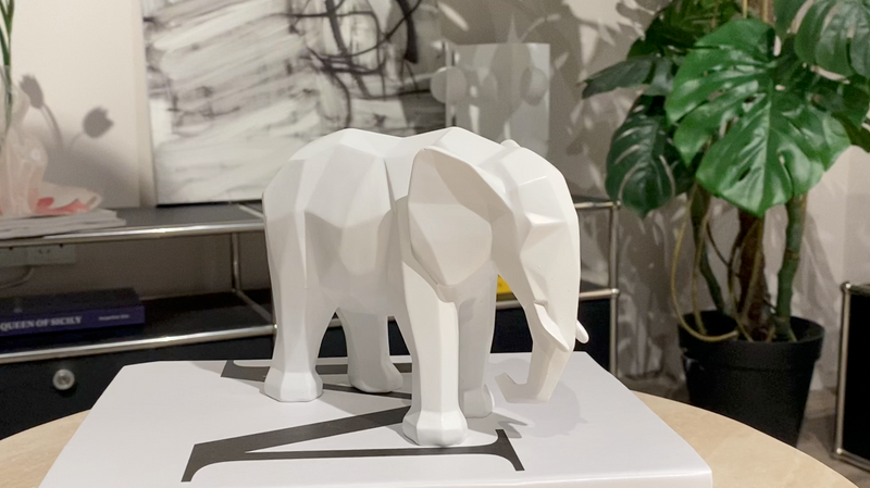 Cynkeyee Elephant Figurine Statue, White Decorations, 6x2.25x4.5 Inch