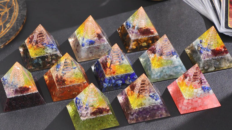 mookaitedecor Amethyst Crystal Stone Pyramid Ornament for Home Purple Amethyst/Copper Wire Rock Quartz