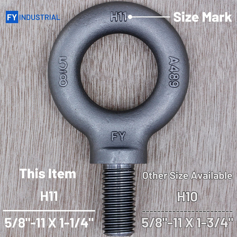 [Australia - AusPower] - 2 Pcs Lifting Shoulder Eye Bolt 5/8" 5/8"-11 X 1-1/4" Self Colored 2 