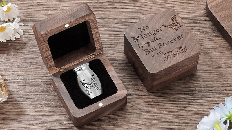 SOITIS Small Urns for Human Ashes Keepsake 1.2 Inches Stainless Steel Mini Urns for Ash Square Box Tiny Cremation Urns for Women Men Funeral Keepsake Urn Square Box B