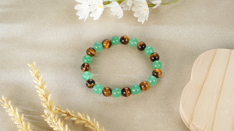PEALICIOU Money Bracelets for Women Jade and Tiger Eye Protection Bracelet Green Money Bracelet