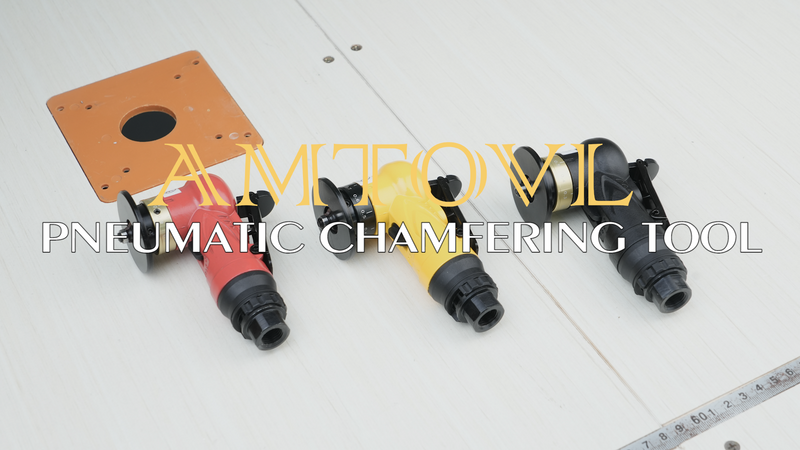 AMTOVL red pneumatic chamfering tool with 6 C-angle and 6 R-angle blades for deburring cutters