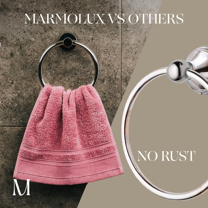 MARMOLUX ACC 2PCS Chrome Bathroom Hardware Set - Hand Towel Holder for Bathroom Wall & Toilet Paper Holder Wall Mount - Towel Holder Hanger Rack Stainless Steel Bathroom Set - Bathroom Towel Ring Polished Chrome 2pc Bundle