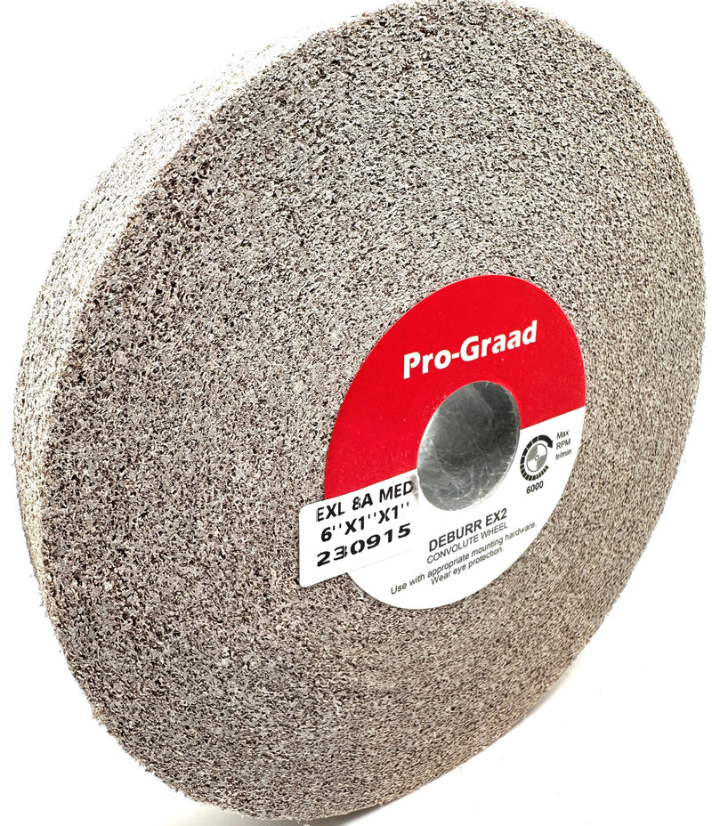 [Australia - AusPower] - EX2 Convolute Deburring Polishing Wheel - 6" x 1" x 1" 8A MED Grit Aluminum Oxide - Extra Durable - Metal Deburring, Finishing and Polishing Wheel - Convolute - (1 Pack) 