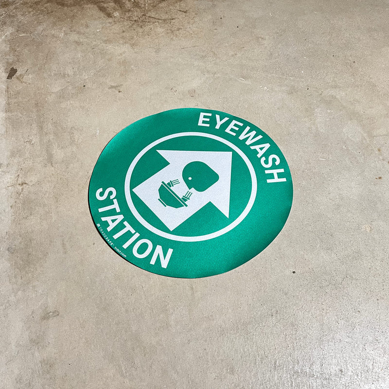 [Australia - AusPower] - TRADESAFE Eye Wash Station Anti-Slip Floor Sticker - Emergency Eyewash Station Sign, Peel and Stick Adhesive Vinyl Sign, ANSI-Compliant, 17” Diameter Round Sticker 