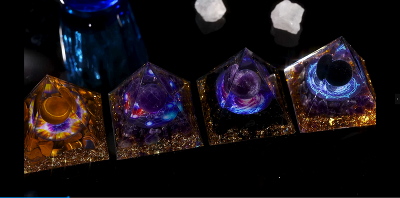 Hopeseed Orgone Pyramid for Positive Energy, Orgonite Amethyst&Obsidian Healing Crystal Pyramids for Reduce Stress Chakra Reiki Healing Meditation Attracts Lucky and Success Amethyst&obsidian-a
