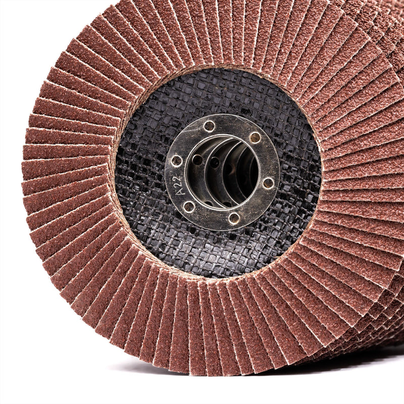 Woltersberger® Flap Discs, Diameter 125 mm, Grain 80, Pack of 10, Brown, for Metal and Wood, Aluminum Oxide, Angle Grinder, Sanding Mop, Flap Discs, Sanding Discs Medium