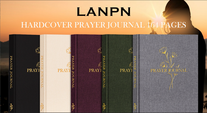 Lanpn Bible Prayer Journal for Women Men, 68 Weeks Linen Bible Study Journal Christian Prayer Notebook Planner with Scripture Verse, Devotional Journal Religious Christian Faith Gifts Women, Beige