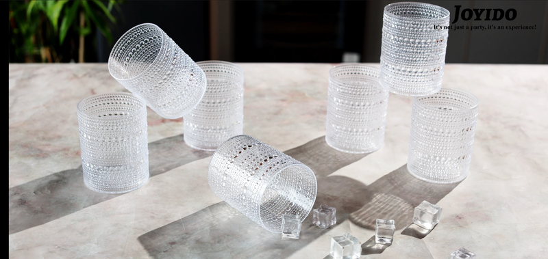 18PCS Hobnail Plastic Drinking Glasses 14 oz Beaded Cups for Party Clear 3.93 inch*3.14 inch