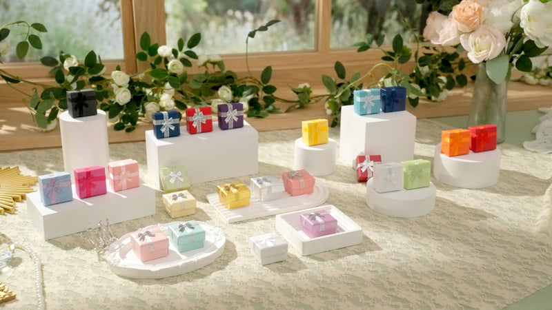 Yinkin 120 Pcs Jewelry Gift Box Bulk Ring Box Set with Ribbon,6colors 6 Colors