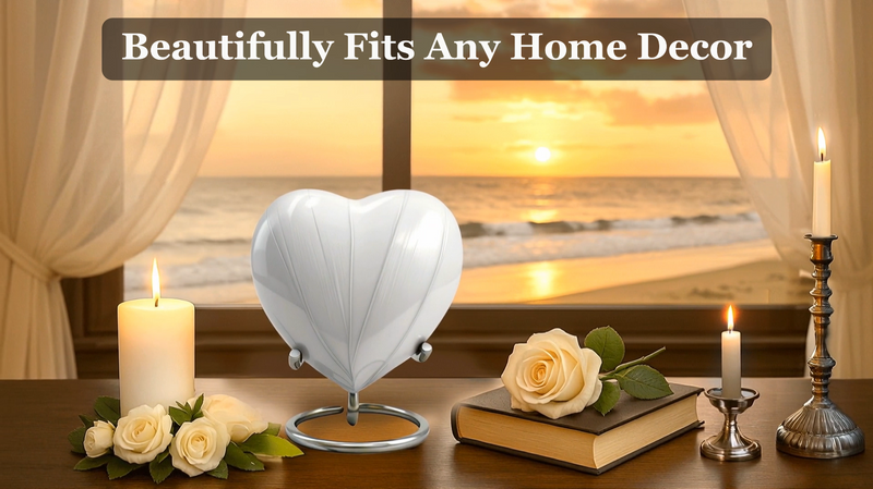 Small Urns for Human Ashes Keepsake – Heart Urn for Men & Women – Mini Urns with Stand – A Loving Heart Shaped Cremation Urn to Honor Their Memory Forever (White, Small) White