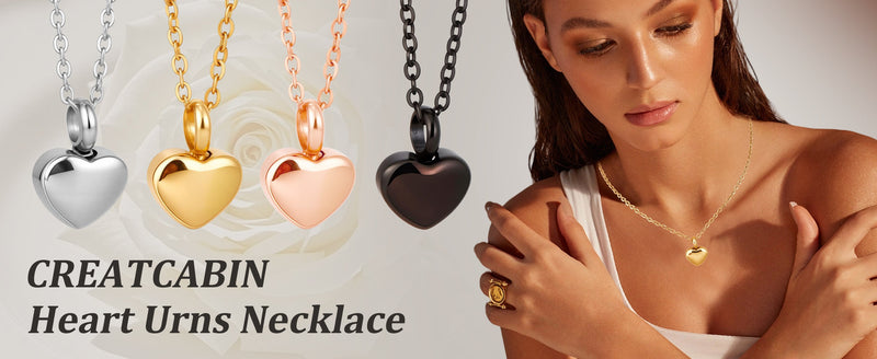 CREATCABIN 2 Packs Small Heart Cremation Jewelry for Ashes Heart Urn Necklaces for Ashes Holder Stainless Steel Memorial Urn Jewelry Waterproof Keepsake Pendant for Family Friends Pet 1.2x1.7cm Silver