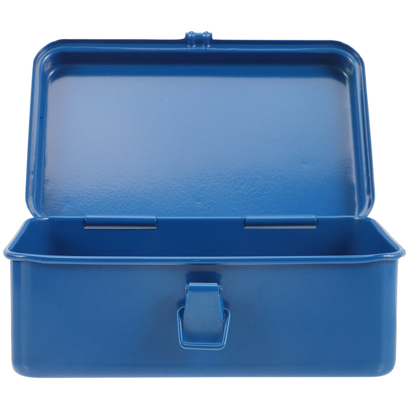 Housoutil blue portable metal toolbox with hand-carry handle for tool and hardware storage