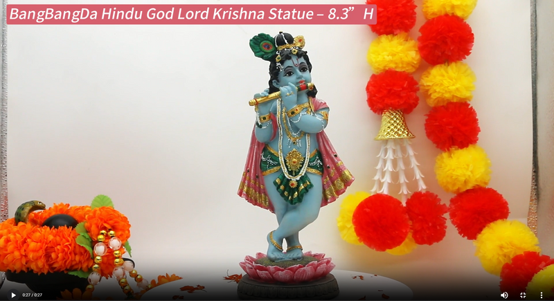BangBangDa Hindu God Lord Krishna Statue - India Puja Item Pooja Decoration Diwali Birthday Gifts for Indian Man Woman Home Office Murti Altar Temple Mandir Meditation Spiritual Gifts for Friend