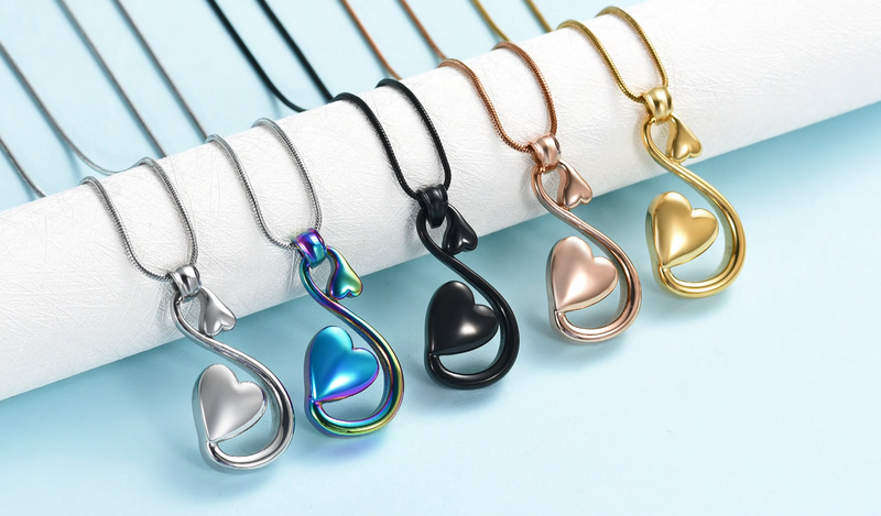 Infinity Heart Urn Necklace for Ashes Cremation Jewelry for Women Men Stainless Steel Memorial Necklaces Ash Holder for Human Pets Keepsake Jewelry for Loved Ones with Fill Tool Silver