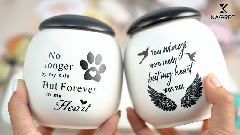 Pet Urn for Dog Cat Ashes Small Handmade Memorial Keepsake-Paw Print White Paw