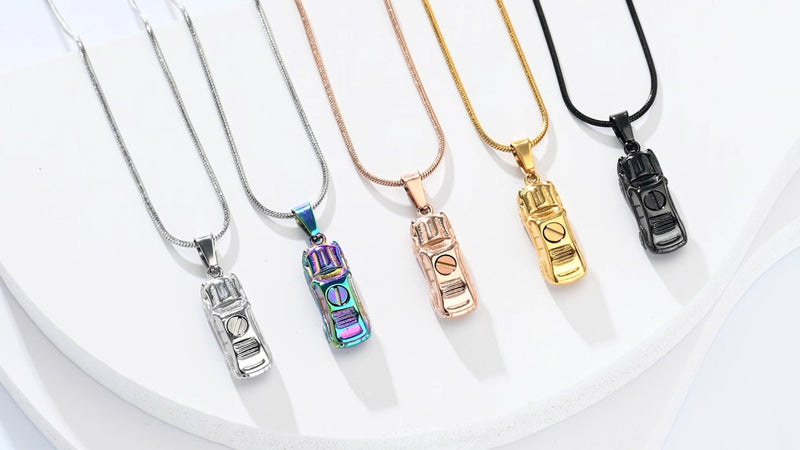 Cremation Jewelry for Ashes Little Car Shape Urn Pendants for Ashes Holder Memorial Keepsake Urn Necklace Cool Necklace Steel