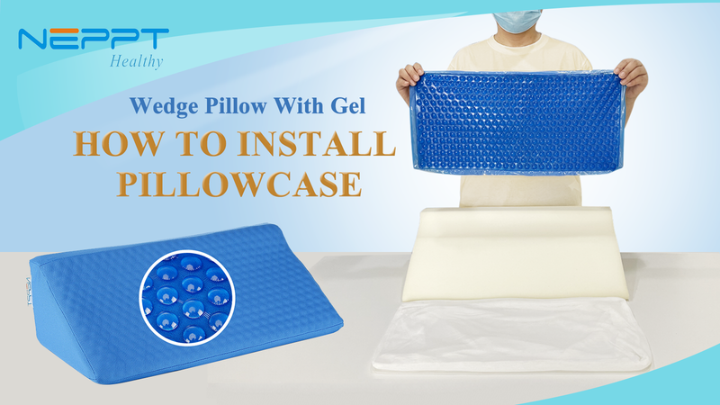NEPPT Pillow Wedge for Sleeping After Surgery Bed Incline Pillow Foam Wedge Cover Patient Turning Device Prevention Bed Sores Relieve Back Pain Pregnancy Body Positioners (Blue - Gel) Blue - Gel