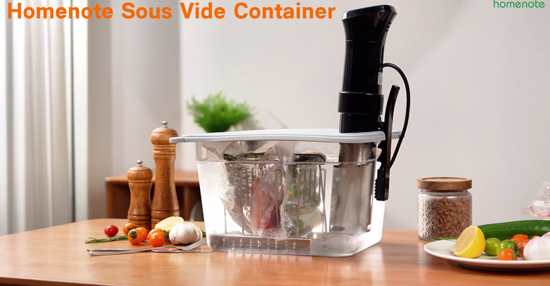 Homenote 12 Qt sous vide container with collapsible silicone lid, BPA-free durable food storage and cooking container