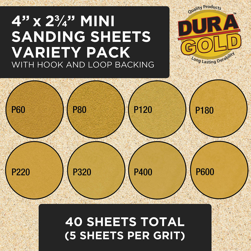 [Australia - AusPower] - Dura-Gold Sanding Stick Kit with Ergo Handle Yellow Flat with 40 sheet Sandpaper Starter Kit 