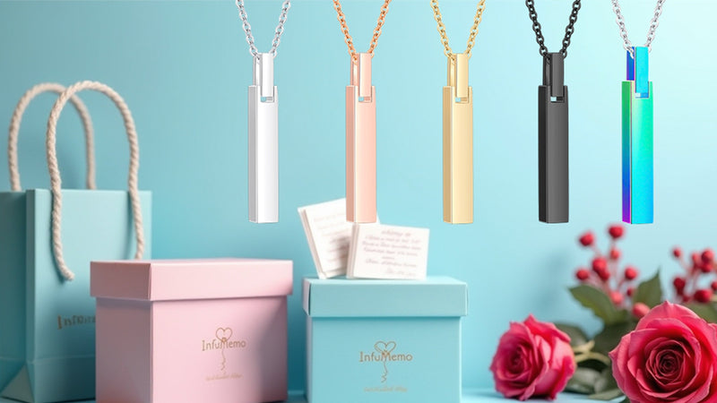 Urn Necklaces for Ashes Cremation Jewelry Loved Ones Stainless Steel Bar Ashes Necklace Memorial Ash Pendant for Men Women - With Me Always Black