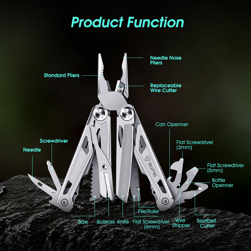 SIUPRO stainless steel multitool pocket knife for men with folding tools