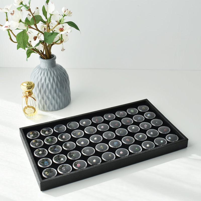 Ikee Design Black Foam Gem and Bead Organizer 50 Jars Display Tray Black Foam/Black Tray (50 Jars)