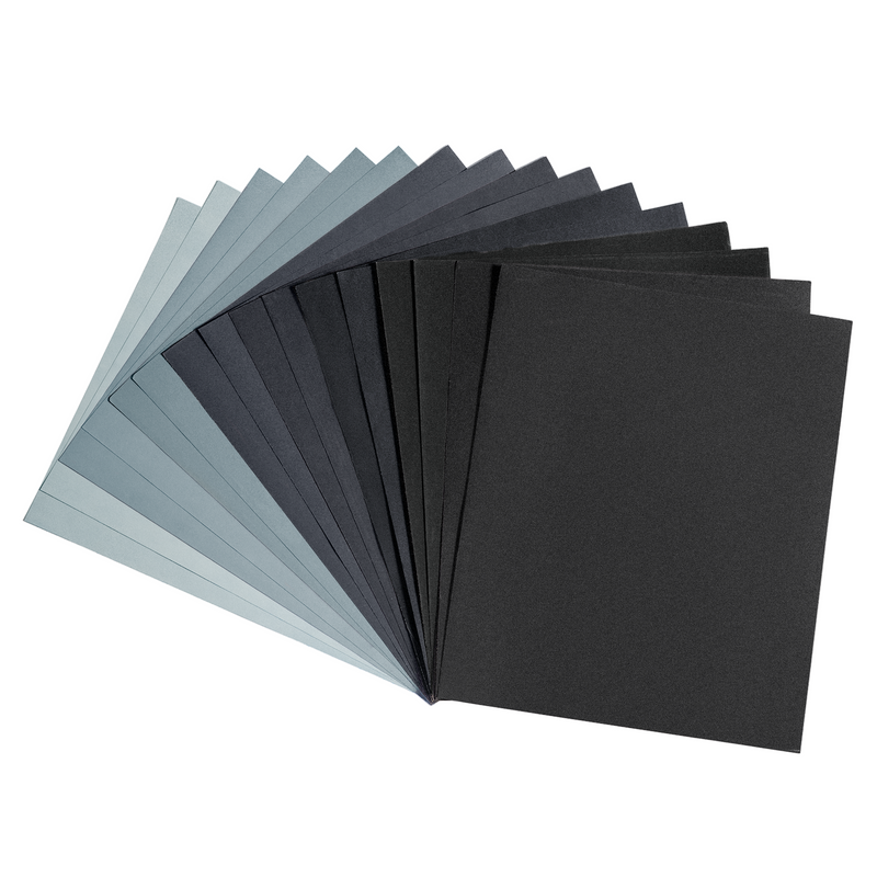 Sandpaper Set, Emery Paper Fine 5000 3000 2500 2000 1500 1200 1000 800 Wet and Dry Sandpaper for Car, Wood Furniture, Metal, Stone, Varnish, Glass, 23 x 28 cm (Pack of 16) 16 pieces: 800-5000