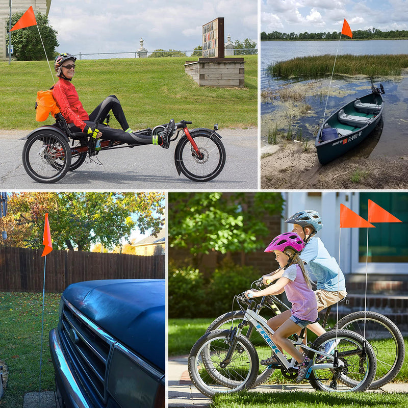 Anley 6Ft Bike Safety Flag with Fiberglass Pole & Mounting Bracket - Adjustable Length, High Visibility & Tear Resistant - Double Sided Bicycle Trailer Safety Flags for Kids & Adults (Orange)