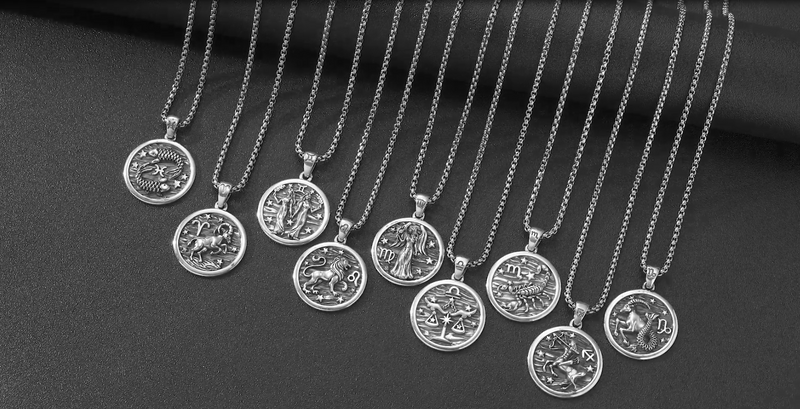 925 Sterling Silver Zodiac Constellation Necklaces for Men Women 2-Pisces (A-Retro Feb.19-Mar.20)