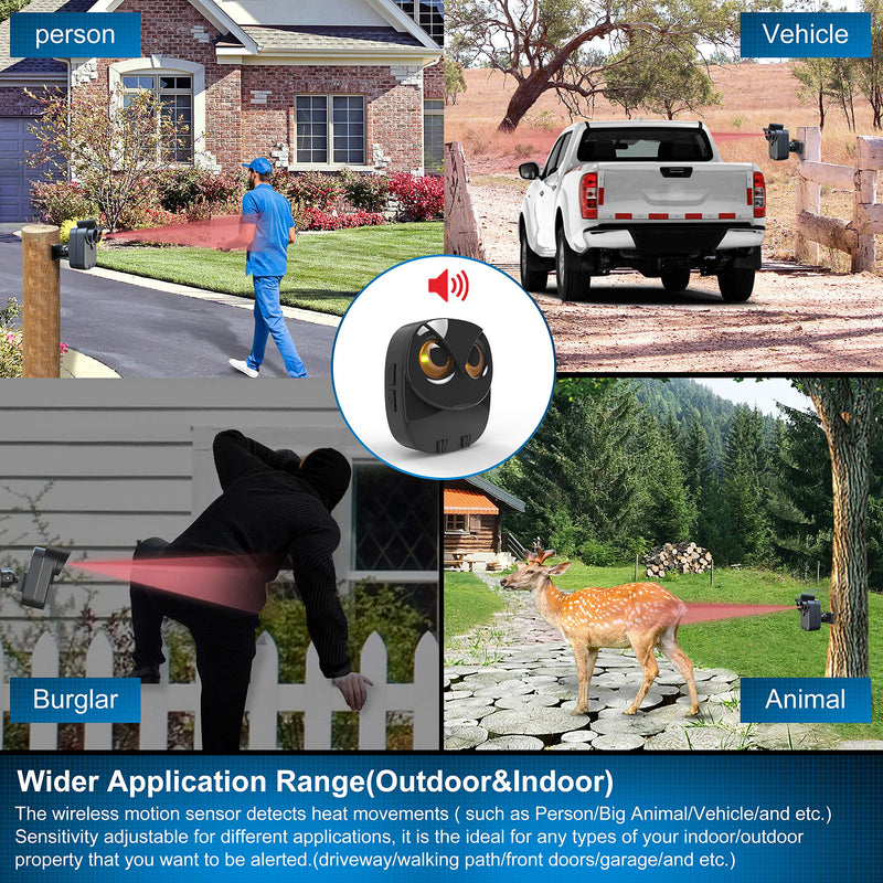 [Australia - AusPower] - Driveway Alarm- 1/2 Mile Long Range Wireless Driveway Alarm Outdoor Weather Resistant Motion Sensor&Detector-DIY Security Alert-Monitor&Protect Outdoor/Indoor Property - 1 Receiver and 2 Sensors 1 Receiver+ 2 Sensor 