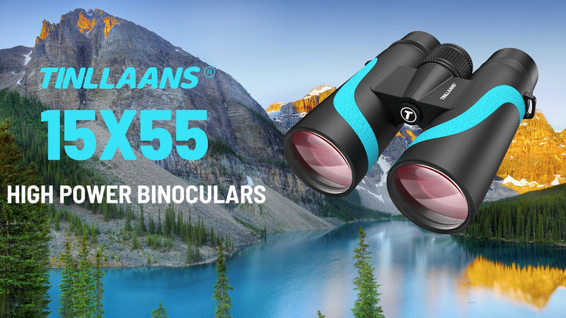 15x55 UHD Binoculars for Adults High Powered with Phone Adapter - Large View, BAK4 Prism, Waterproof, Lightweight for Bird Watching, Hunting, Cruise, Travel, Camping (Blue) Blue