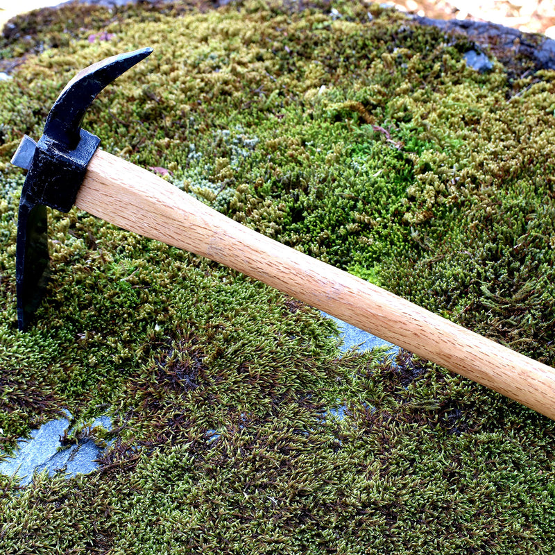 KAKURI Pick Axe for Digging 14-3/4" Garden Pick Mattock Hoe, Heavy Duty Japanese Hand Forged Steel, Pickaxe Tool for Digging, Weeding, Cultivating, Loosening Soil, Wood Handle, Made in Japan