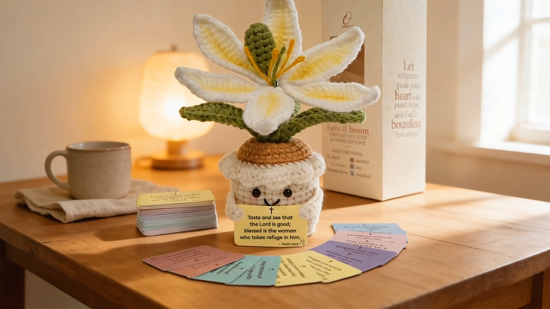 OASSIE Christian Gifts for Women - Lily Crochet with 60 Bible Verses Cards