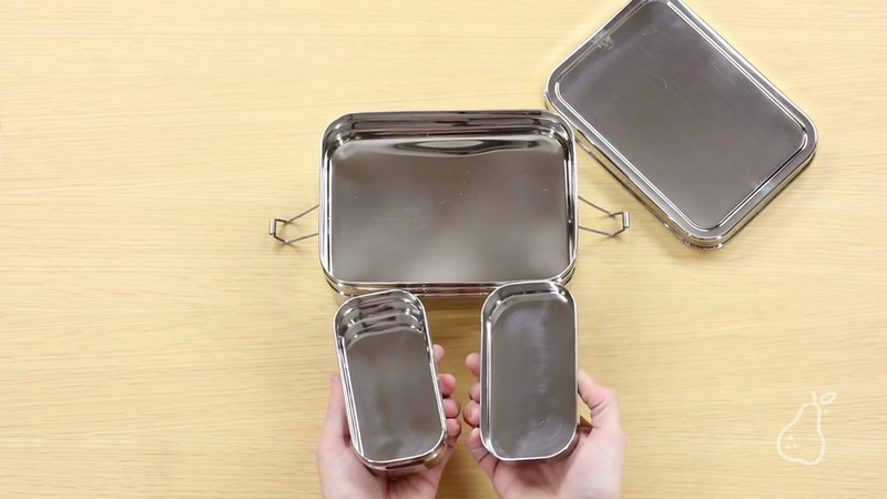 ECOlunchbox Three-in-One Giant Stainless Steel Bento Box (49 oz) – 3-Piece
