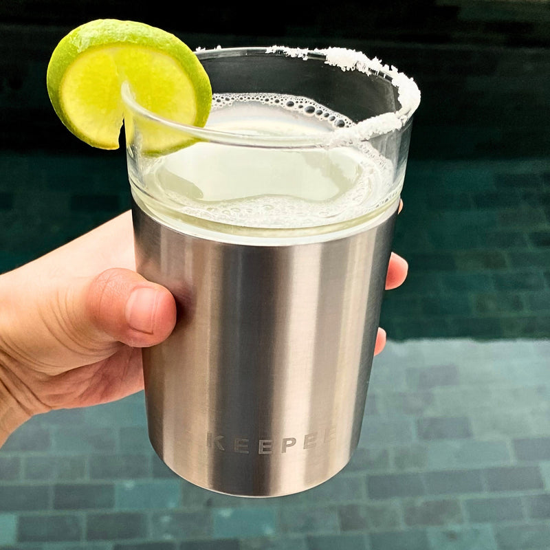 Whiskey Glasses Set of 2, Insulated Tumbler with Removable Glass Insert, Insulated Cocktail Glass, Old Fashioned Lowball for Margaritas, Bourbon, Whiskey, 10oz, Stainless Steel