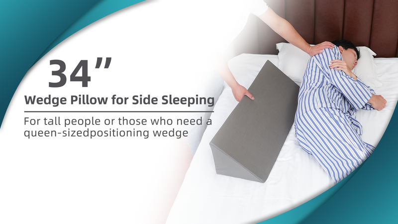 Fanwer Wedge Pillow for Side Sleeping, 34" Back Pillow for Side Sleeper, Bed Wedges & Body Positioners for After Surgery, Pregnancy Support, Back Pain, Preventing Bedsores