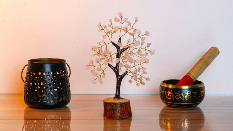 Rose Quartz - Crystal Tree - Bonsai Tree - Tree of Life - Gemstones - Mini Gem Tree - House Warming Gifts New Home - Spiritual Gifts - Crystal Gifts Rose Quartz