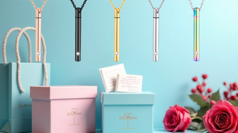 Urn Necklace for Ashes Stainless Steel Cylinder Cremation Jewelry for Women with Mini Keepsake Urn Memorial Ash Jewelry Black