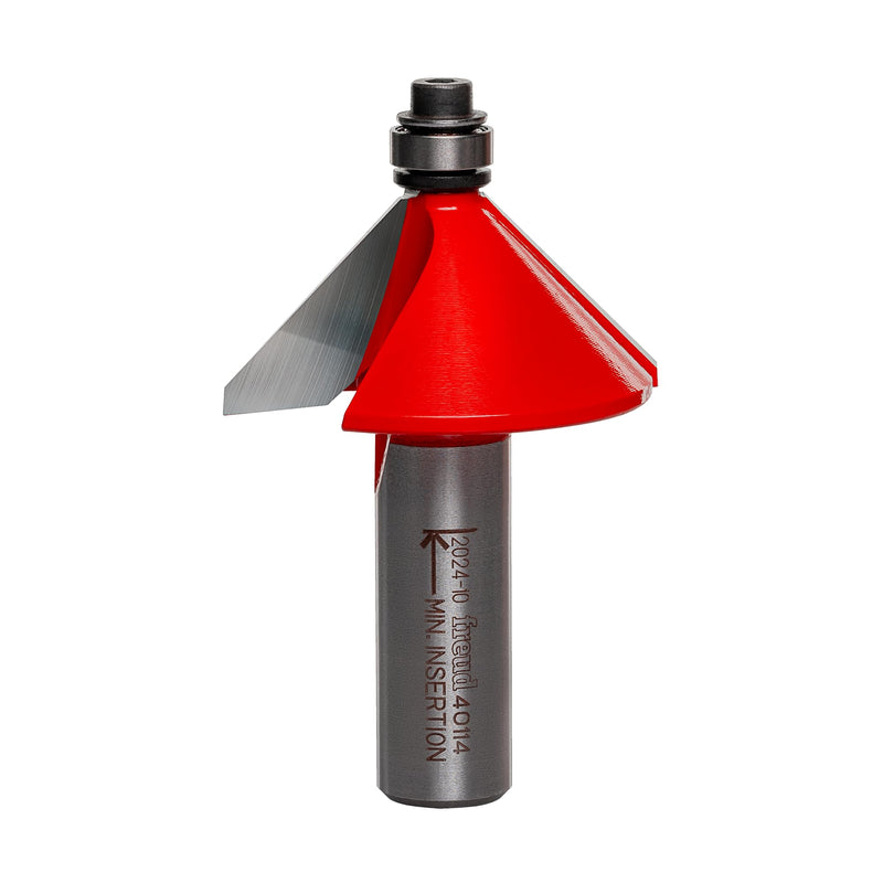 Freud 1-5/8" Chamfer Router Bit with Tico Hi-Density Carbide for Maximum Performance - Ideal for Edge Treatment & Joinery, 1-5/8" Diameter, 1/2" Shank, 5/8" Height, 45° Angle, 2 Cutters - 40-114 One Size