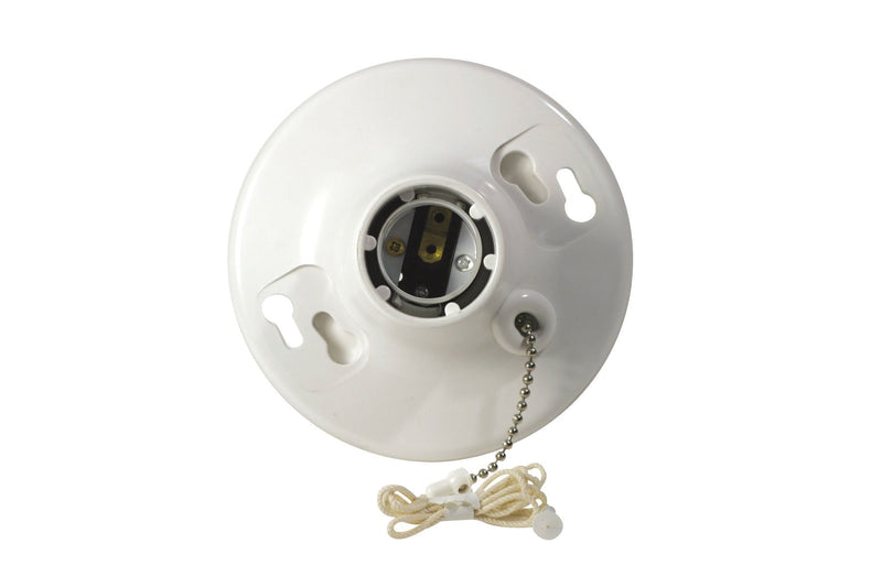 [Australia - AusPower] - Leviton R50-08827-CW4 1-Piece Top Wired Lamp Holder with Pull Chain, 660 W, Incandescent/Fluorescent/CFL, Medium,White Pack of 1 
