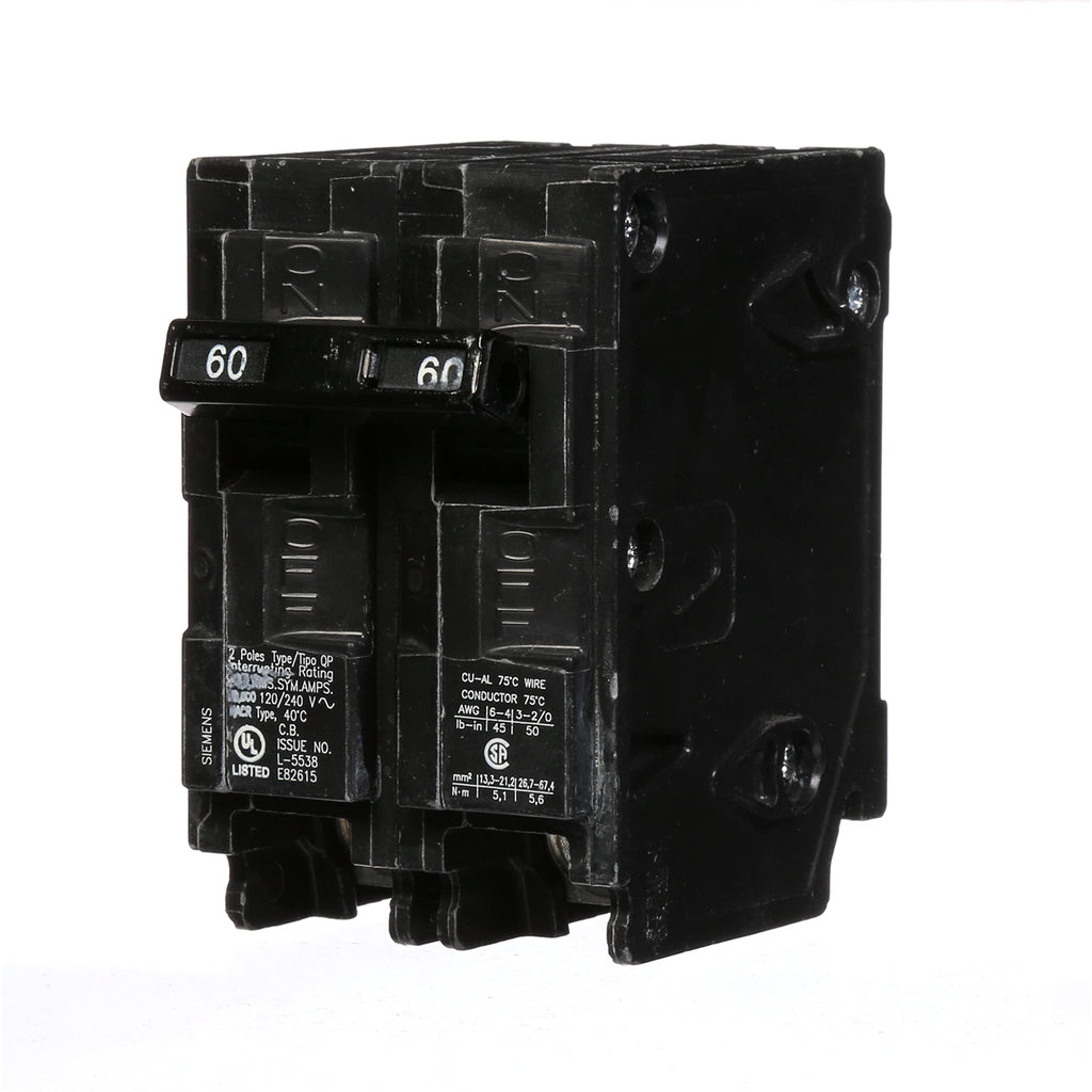 Siemens Q260 60-Amp Double Pole Type QP Circuit Breaker, black